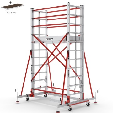 Çağsan 11 Basamaklı TeleSafe XLN-PR İki Parçalı Alüminyum İskele (S006XLN-PR)